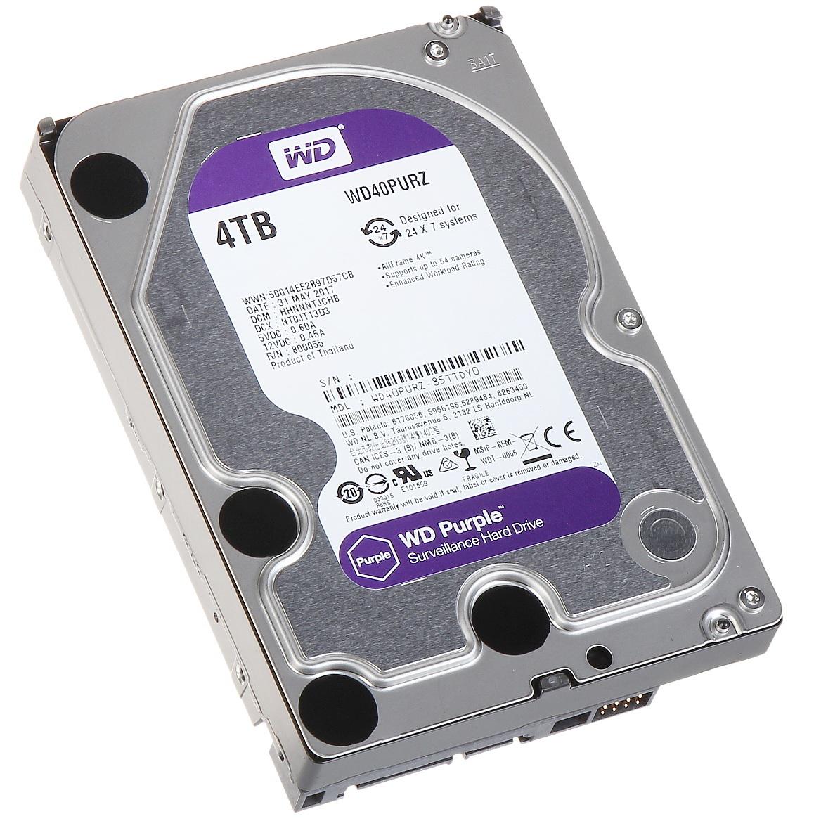 Жорсткий диск Western Digital Purple SATA3 64 MB 5400 rpm 3,5" 4 TB (WD40PURZ)