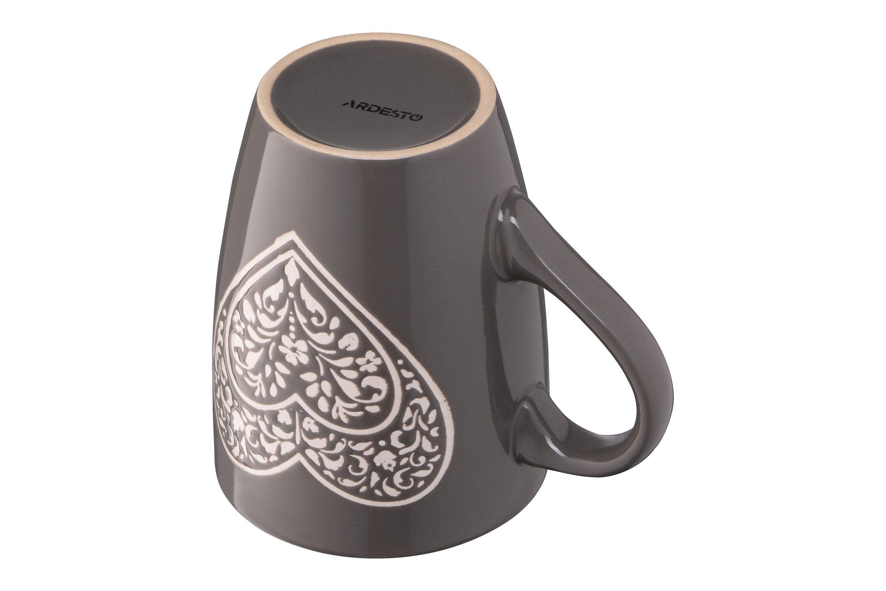 Чашка керамічна Ardesto Heart 330 мл Темно-сірий (AR3467DGR) - фото 6 Чашка керамічна Ardesto Heart 330 мл Темно-сірий (AR3467DGR) - фото 6