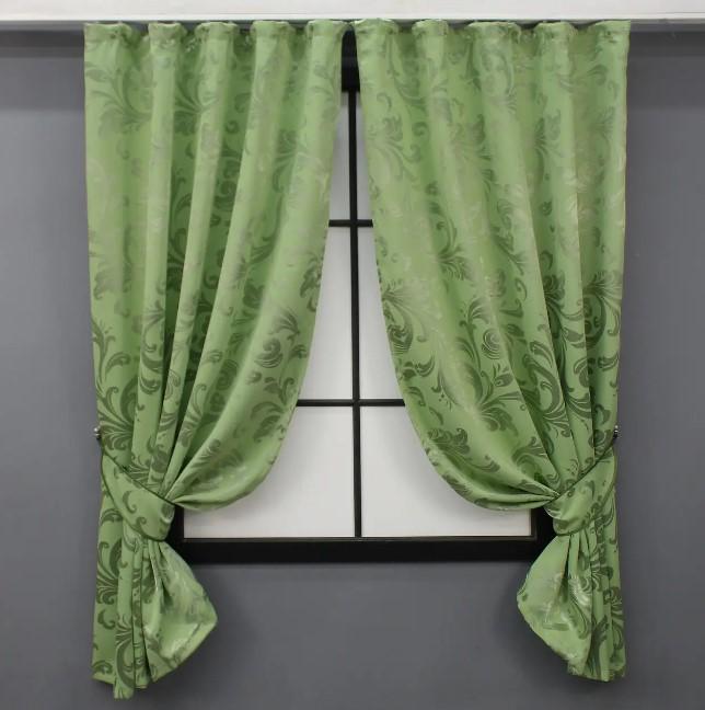 Шторы короткие блекауты Лилия 1,3х1,7 м 2 шт. Салатовый (1104ш)