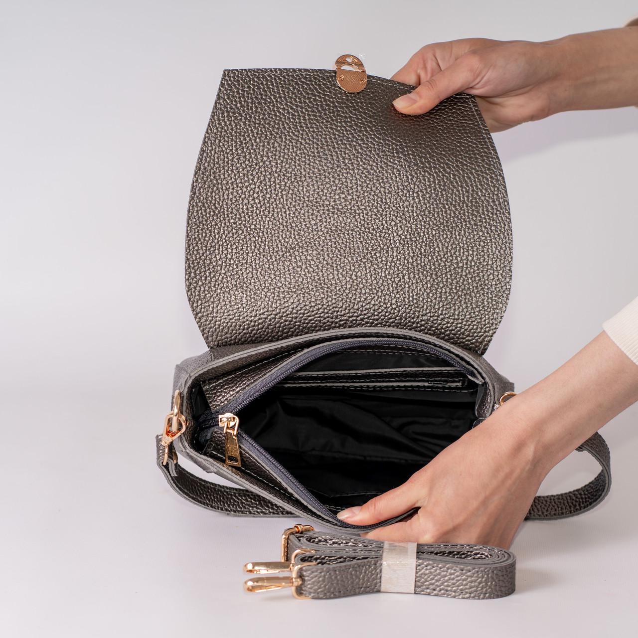 Сумка женская кросс-боди XENIA № 44-24 из эко-кожи Металл - фото 4 Сумка женская кросс-боди XENIA № 44-24 из эко-кожи Металл - фото 4