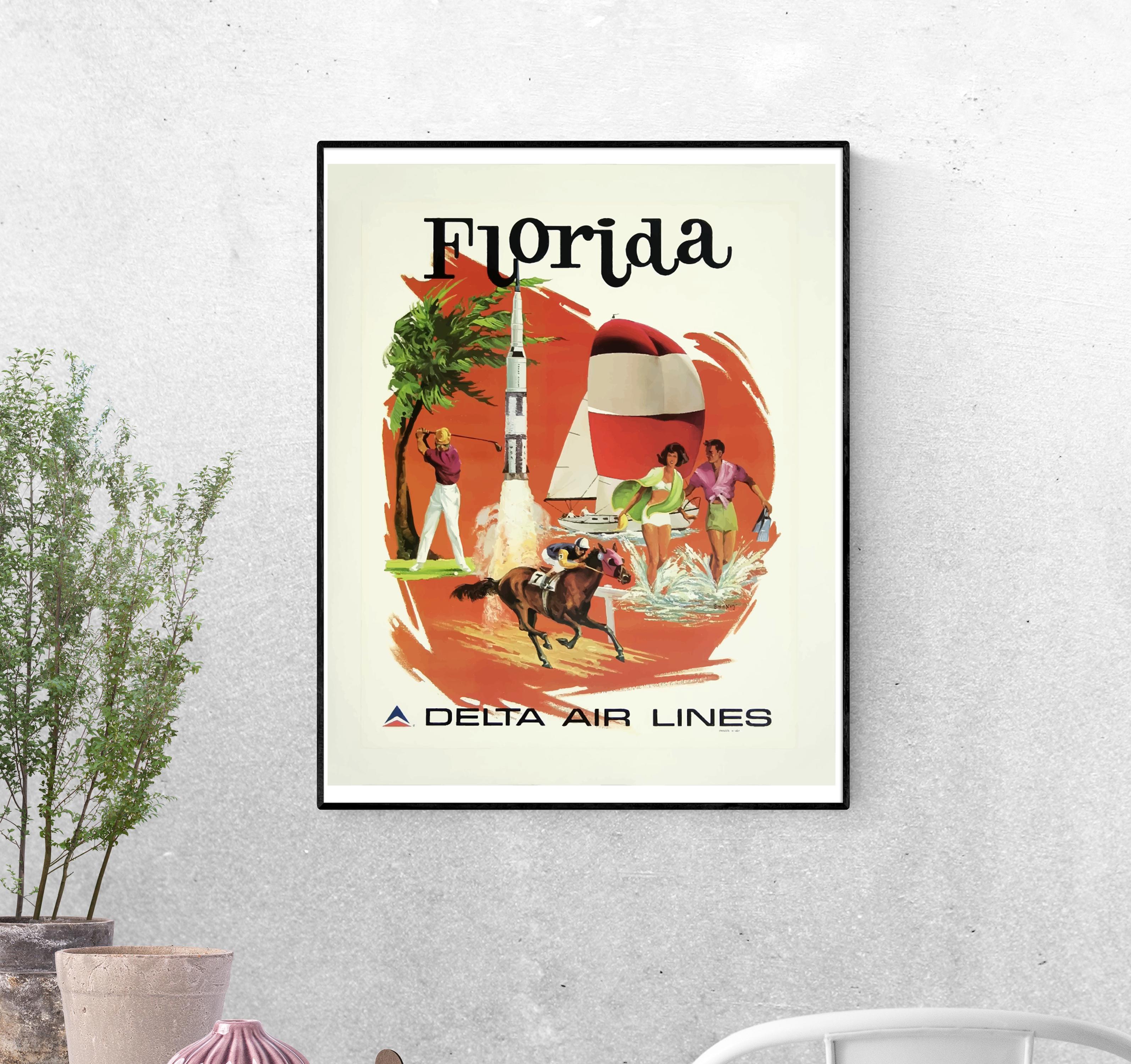 Тревел-постер Путешествие во Флориду на скачки формат А-4