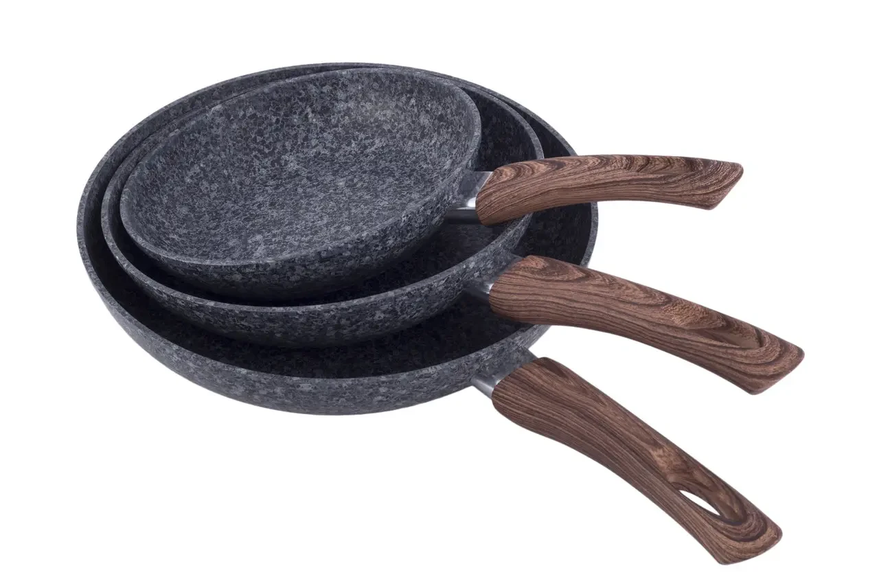 Набор сковородок Kamille с антипригарным покрытием grey marble (KM-4169)