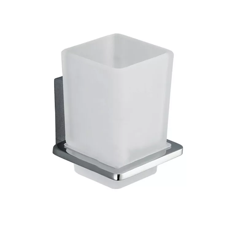 Склянка для щіток Frap дві накладки Білий/Хром (F1806)