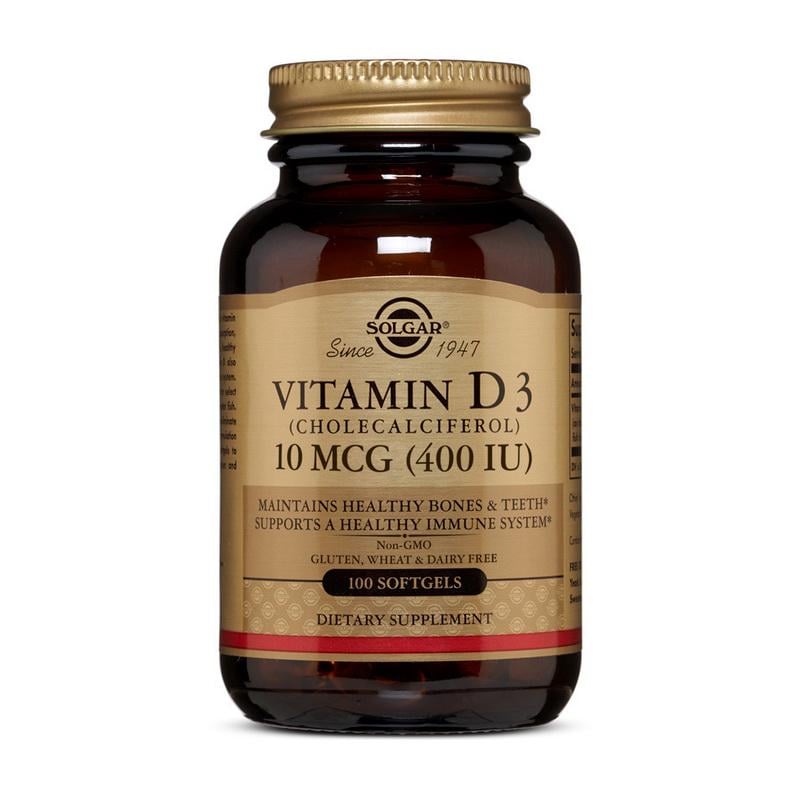 Вітамін D3 400 МО Solgar Vitamin D3 100 м'яких капс.