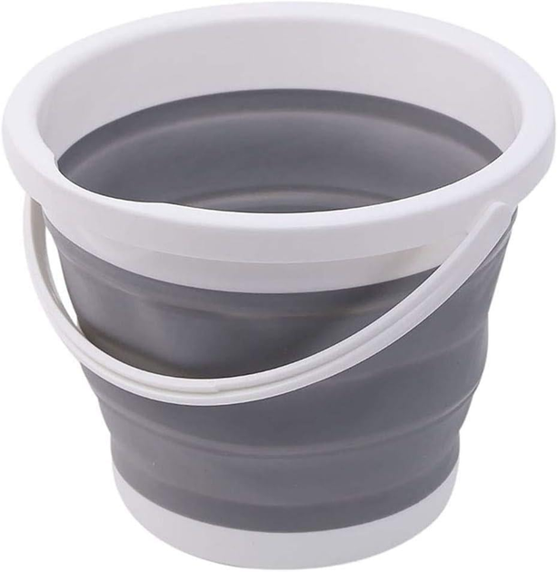 Ведро туристическое силиконовое Collapsible Bucket с ручкой без крышки 10 л складной Серый (31267181)