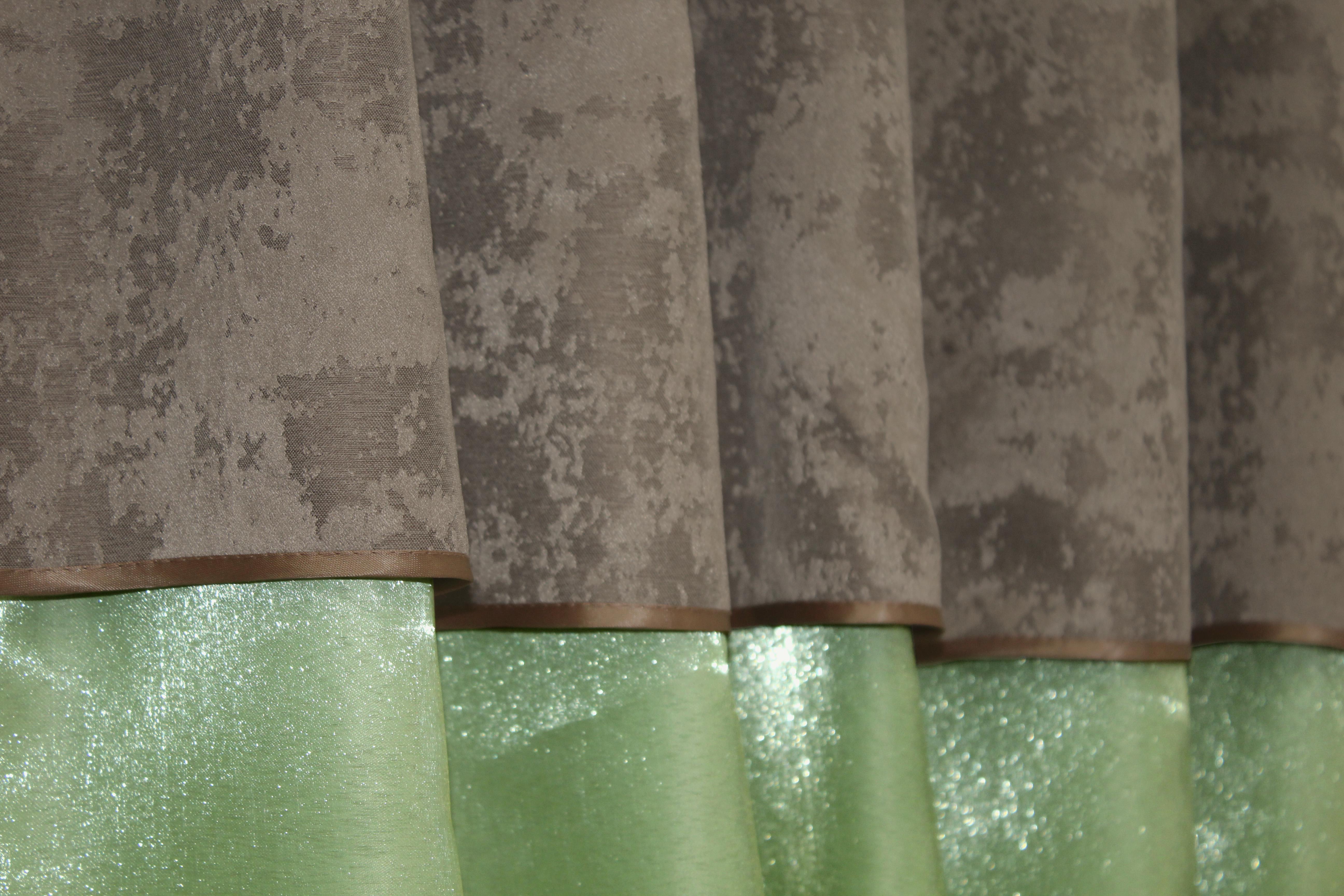 Штори кухонні VR-Textil № 073к з ламбрекеном і підхватами 270х170 см Оливковий/Світло-коричневий (52-0389) - фото 4