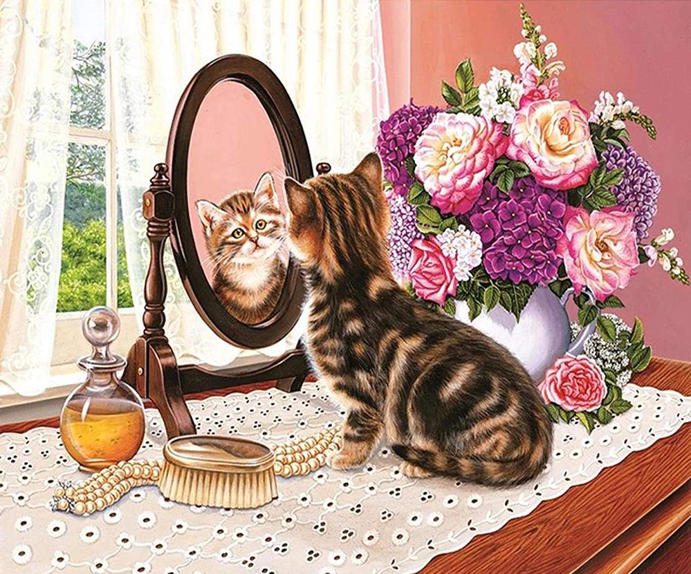 Алмазная мозаика Emerald Craft Кот в отражении 30x40 см (20599)