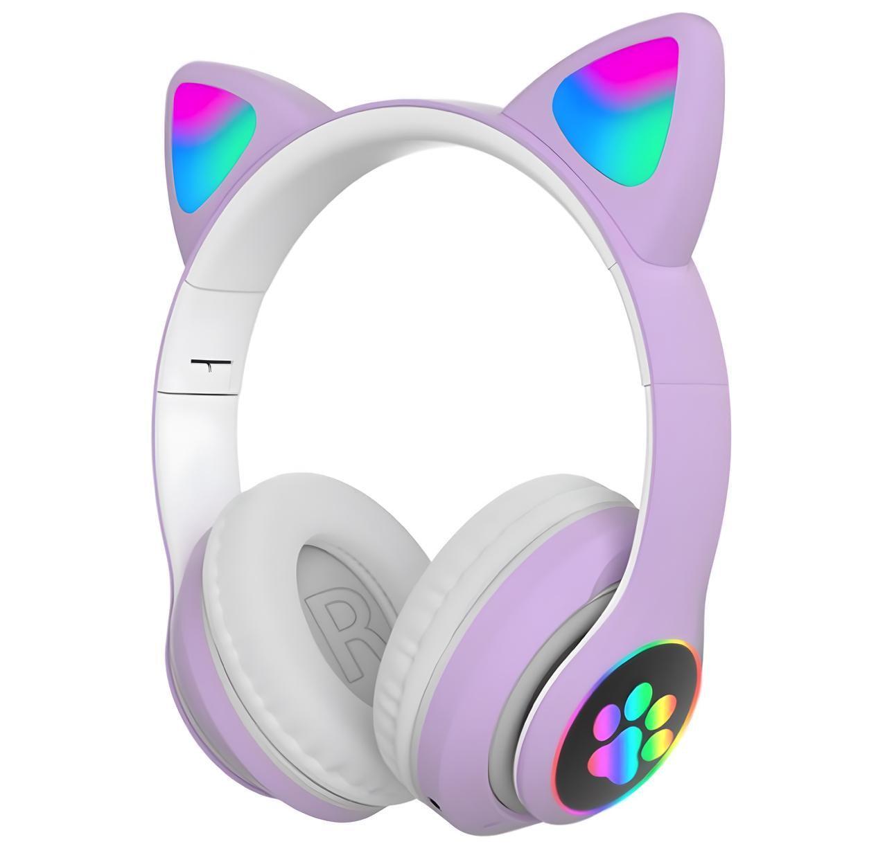 Наушники Cat STN-28 Bluetooth LED RGB с микрофоном Фиолетовый