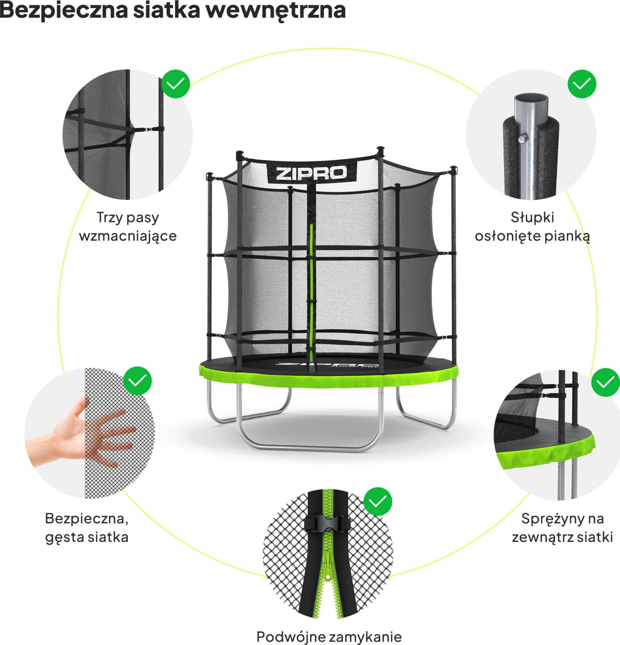 Батут Zipro Jump Pro з внутрішньою сіткою 6 футів 183 см Чорно-зелений (422759) - фото 6 Батут Zipro Jump Pro з внутрішньою сіткою 6 футів 183 см Чорно-зелений (422759) - фото 6