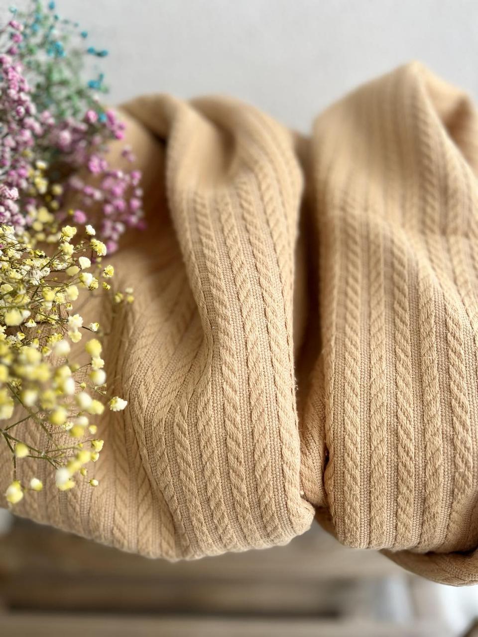 Покрывало летнее Косичка хлопок 140х200 см Карамельный (18093914) - фото 3 Покрывало летнее Косичка хлопок 140х200 см Карамельный (18093914) - фото 3