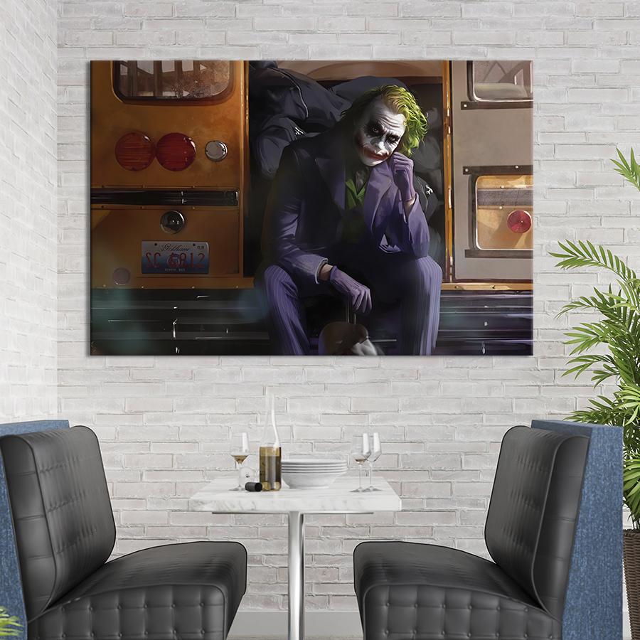 Настенный декор картина на холсте для интерьера Heath Ledger Joker 80x54 см (718-1)