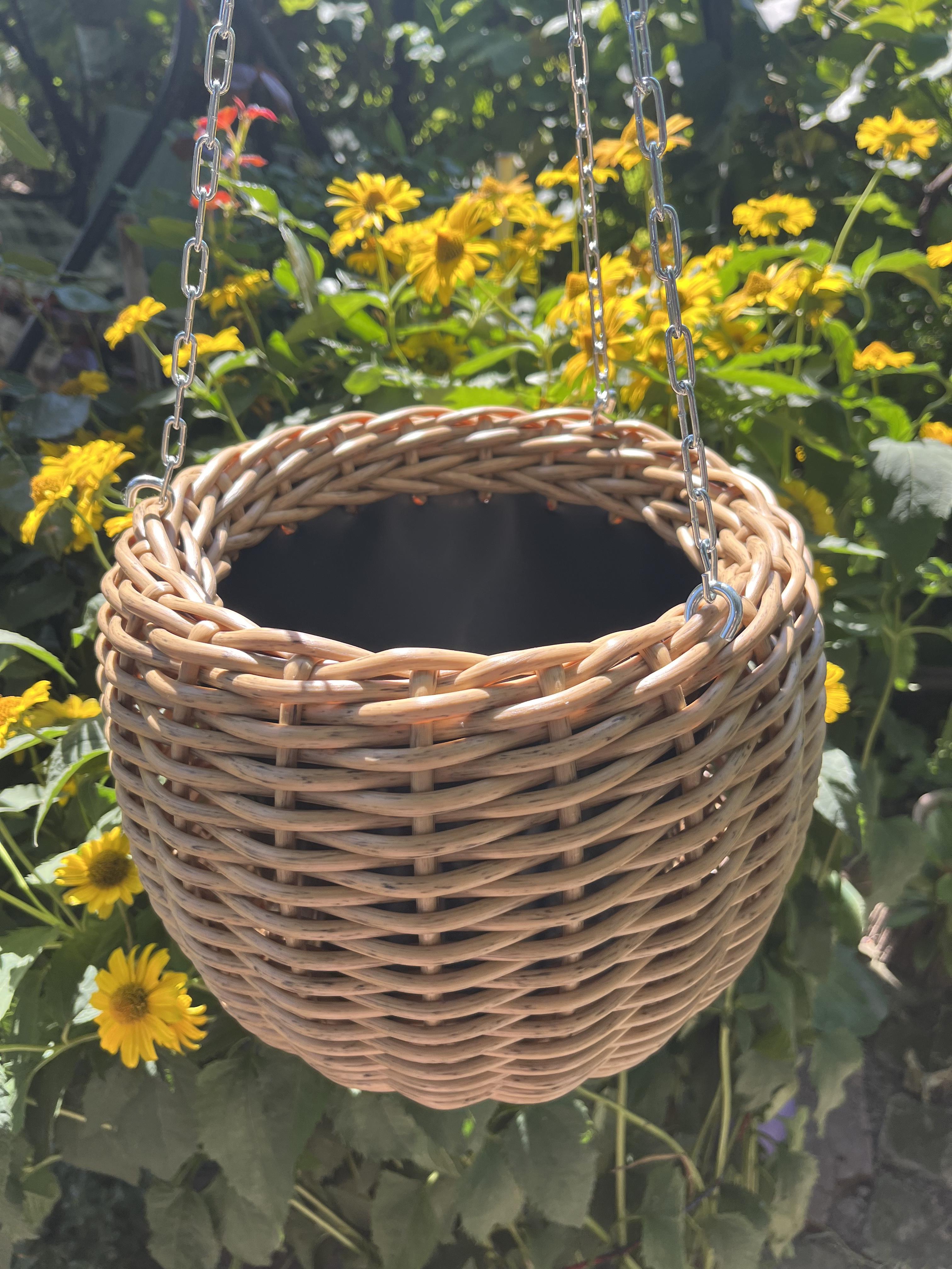 Кашпо підвісне для квітів зі штучного ротанга 5 л Дерево (27927869)