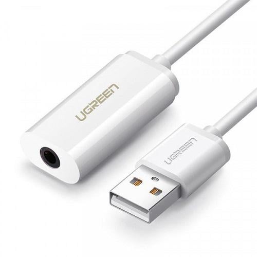 Звуковая карта UGREEN US206 30712 внешняя USB AUX jack TRRS Mic&Ear ALC4042 White (573260) - фото 2