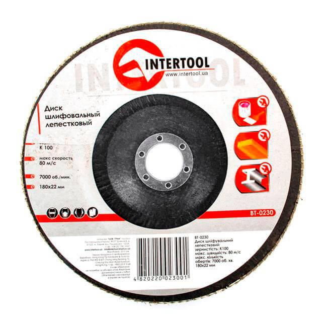 Диск шлифовальный лепестковый Intertool BT-0230 180x22 мм зерно K100 (9757471)