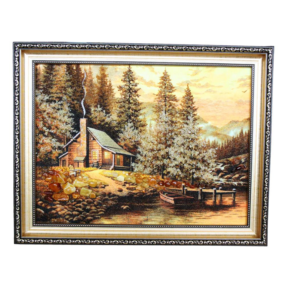 Картина с янтарем Охотничья хижина 27х36 см (B085-1) Картина с янтарем Охотничья хижина 27х36 см (B085-1)