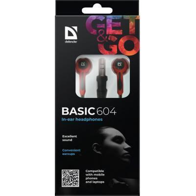 Наушники Defender Basic 604 Black/Red (36262591) - фото 4