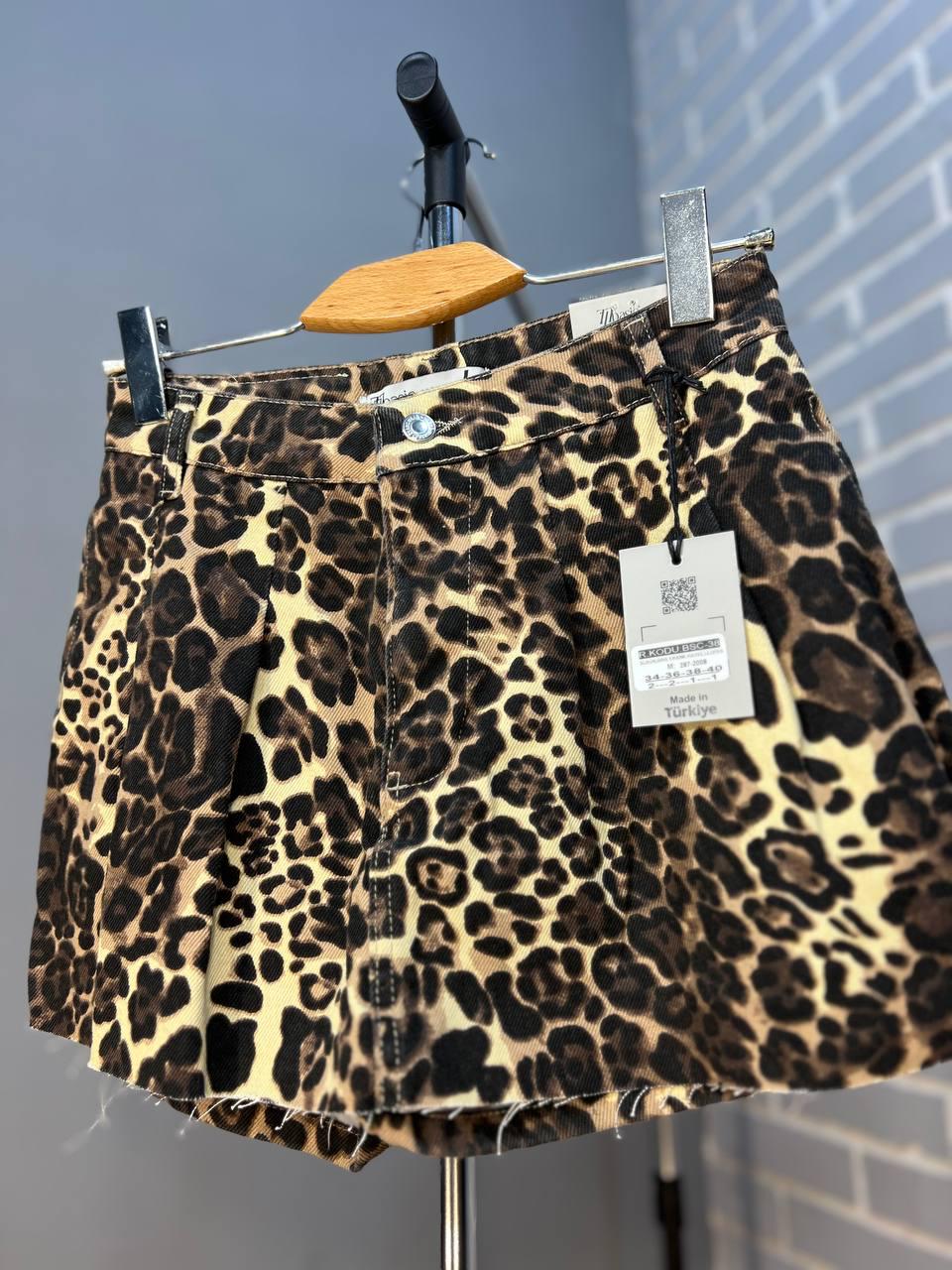 Шорты-юбка джинс Its Basic 287-38 с леопардовым принтом короткие р. 36 Коричневый (2278) - фото 6 Шорты-юбка джинс Its Basic 287-38 с леопардовым принтом короткие р. 36 Коричневый (2278) - фото 6
