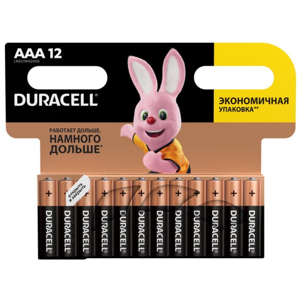 Батарейка лужна Duracell AAA LR03 12 шт. (2133980111) - фото 1