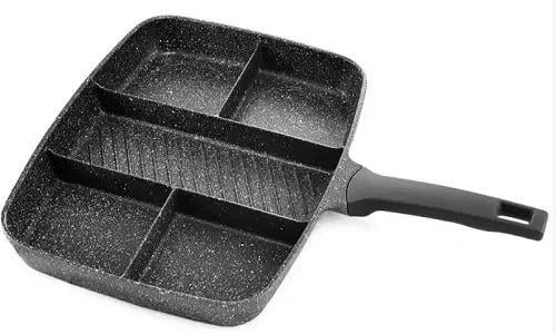 Сковорода Unique UN-4021 5в1 для любых плит прямоугольная с антипригарным покрытием алюминиевая 38х50х5 см Черный