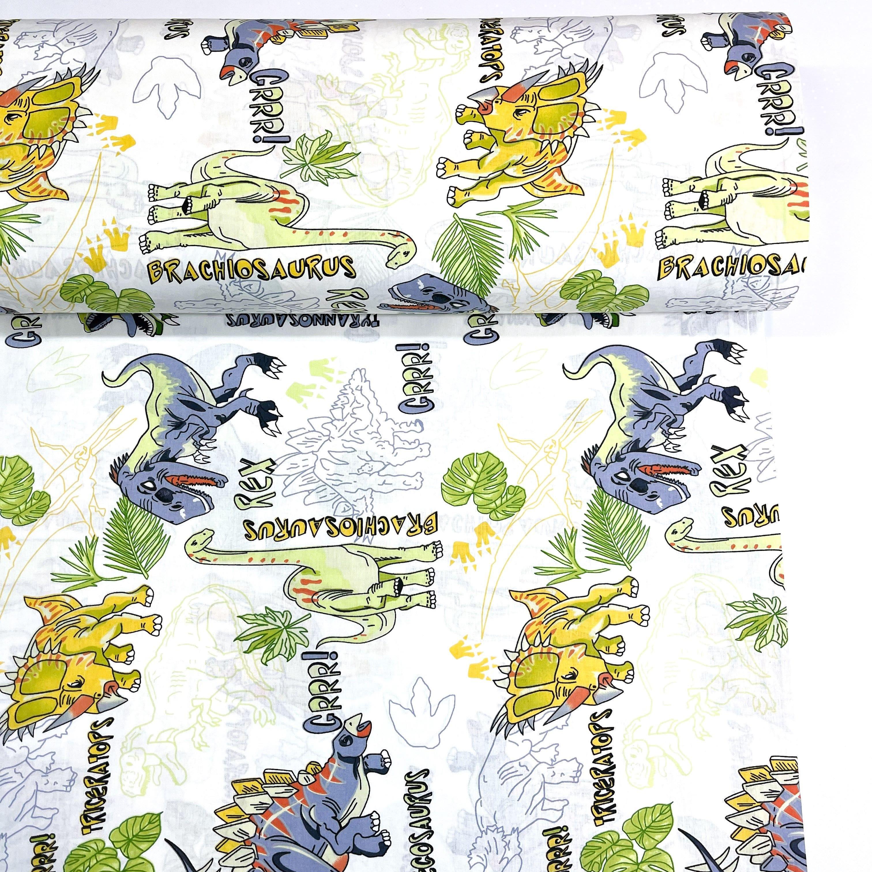 Ткань для постельного белья динозавры ранфорс 240 см Белый (9463/1 00761)