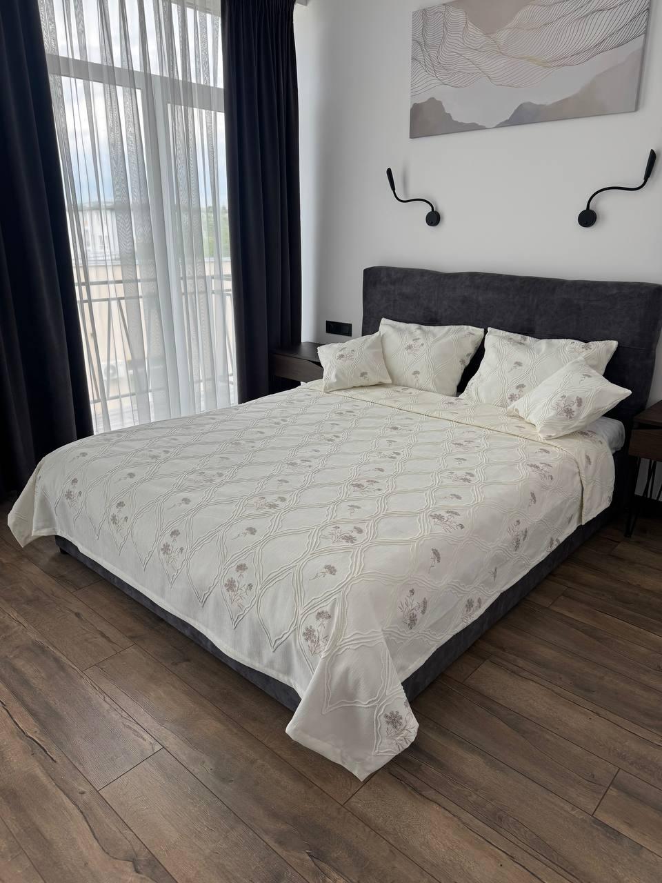 Покривало Бароко №4 бавовна 200х250 см Молочний (55677-4-200x250cm) - фото 4 Покривало Бароко №4 бавовна 200х250 см Молочний (55677-4-200x250cm) - фото 4