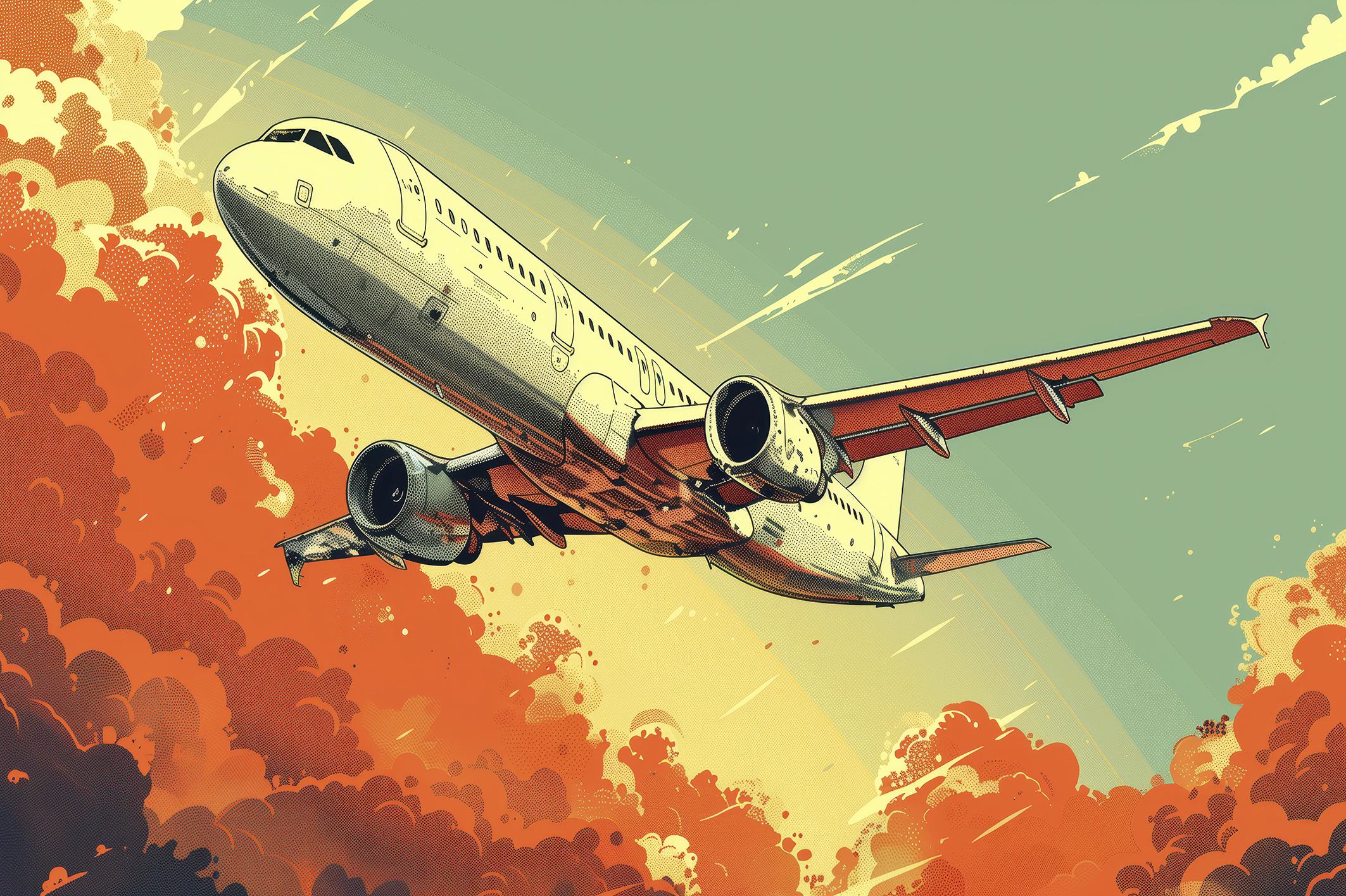 Фотообои флизелиновые Upstream Самолет в небе цвета пламени 153х230 см (S5CAR-030/3)