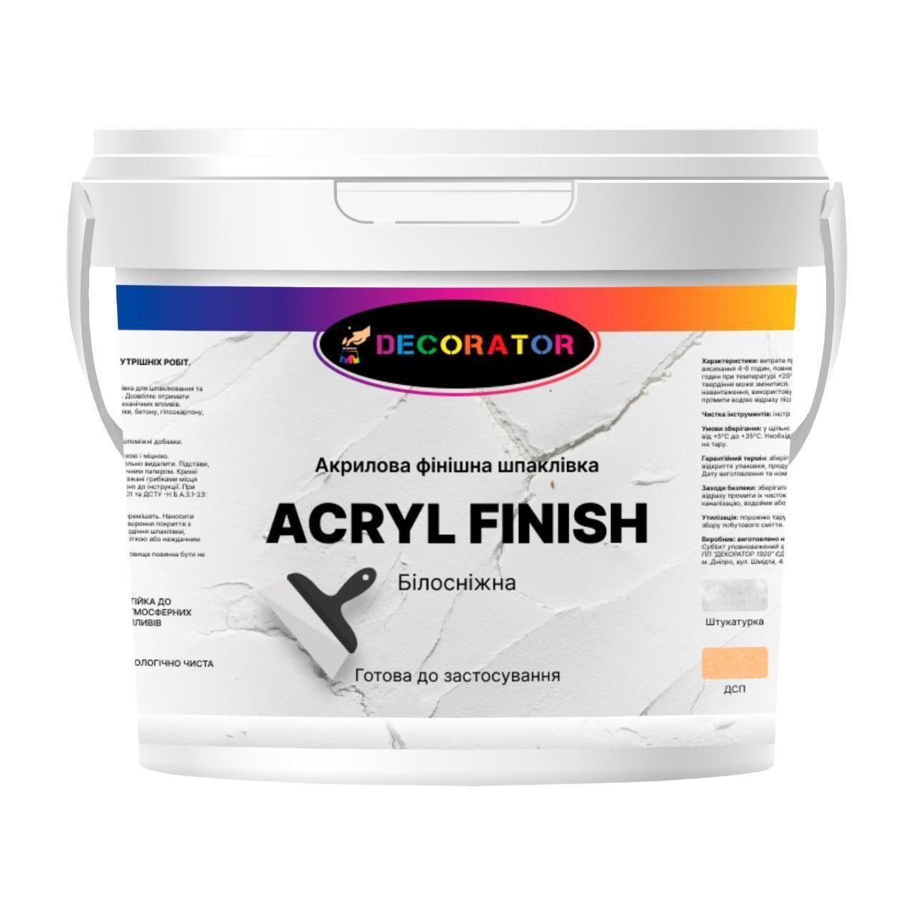 Шпаклевка интерьерная финишная DECORATOR Acryl Finish 8 кг (1702569804)