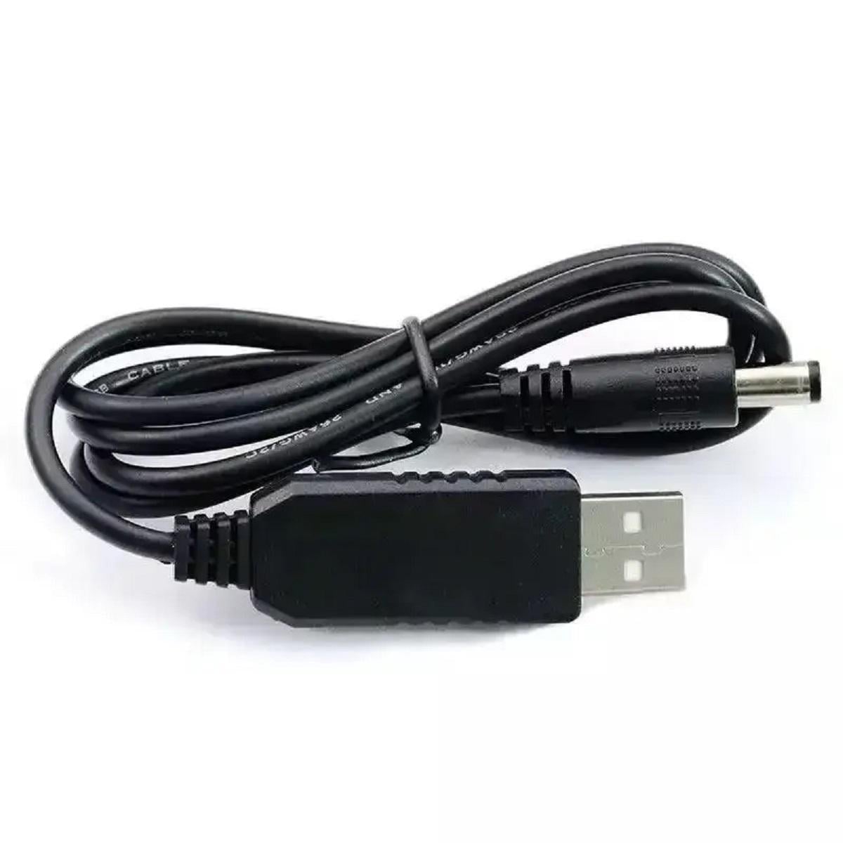 Кабель с преобразователем напряжения 5V-9V 1А USB-5,5 для питания роутера от павербанка 1 м Черный (C50910B)