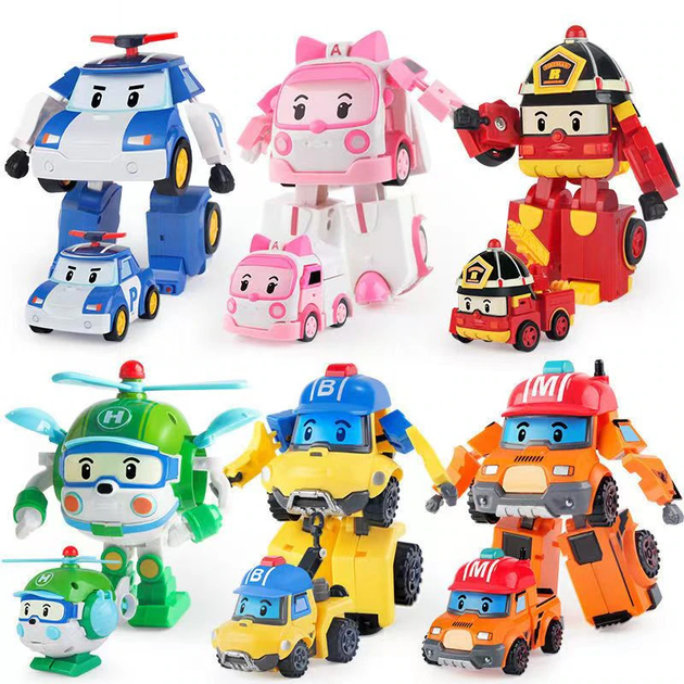 Дитячий Ігровий набір фігурок Робокар Полі Robocar Poli 6 героїв - фото 1