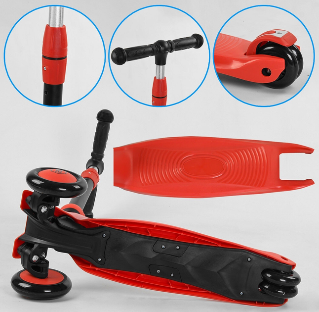 Самокат-велобег трехколесный Best Scooter BS-71899/4 3в1 3 колеса PU со светом/сиденье/амортизаторы/родительская ручка (25247404) - фото 6