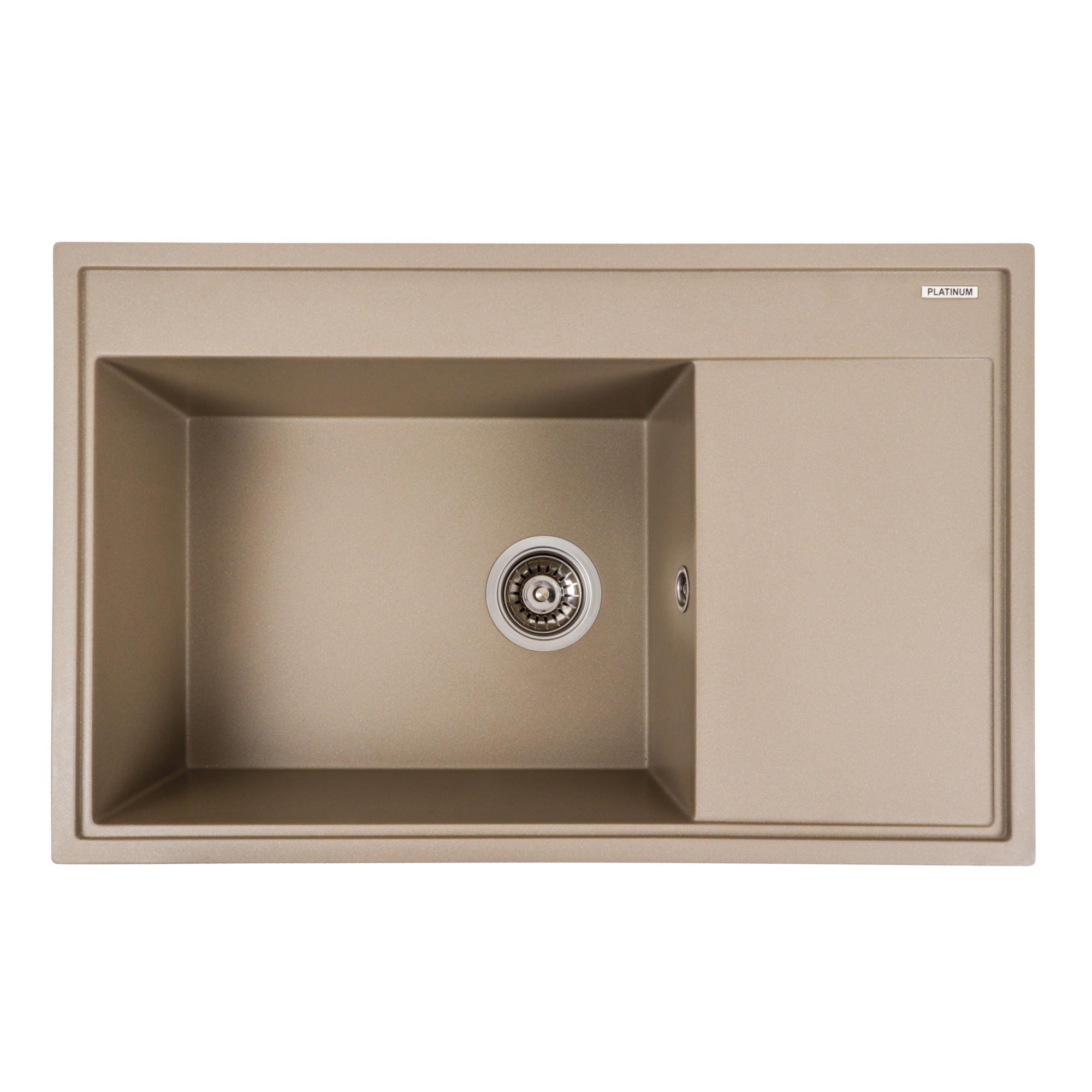 Мийка кухонна Platinum PLS-A40293 гранітна прямокутна 790x500 мм Бежевий (25966566)