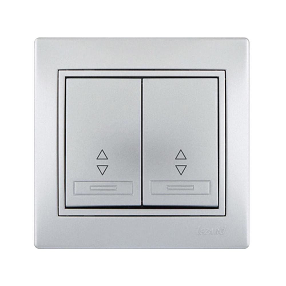 Выключатель двухклавишный Lezard Mira проходной Серебряный (701-1010-106)