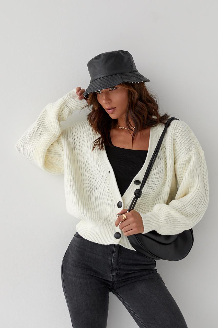 Кардиган укороченный L Молочный (9528486) - фото 9 Кардиган укороченный L Молочный (9528486) - фото 9