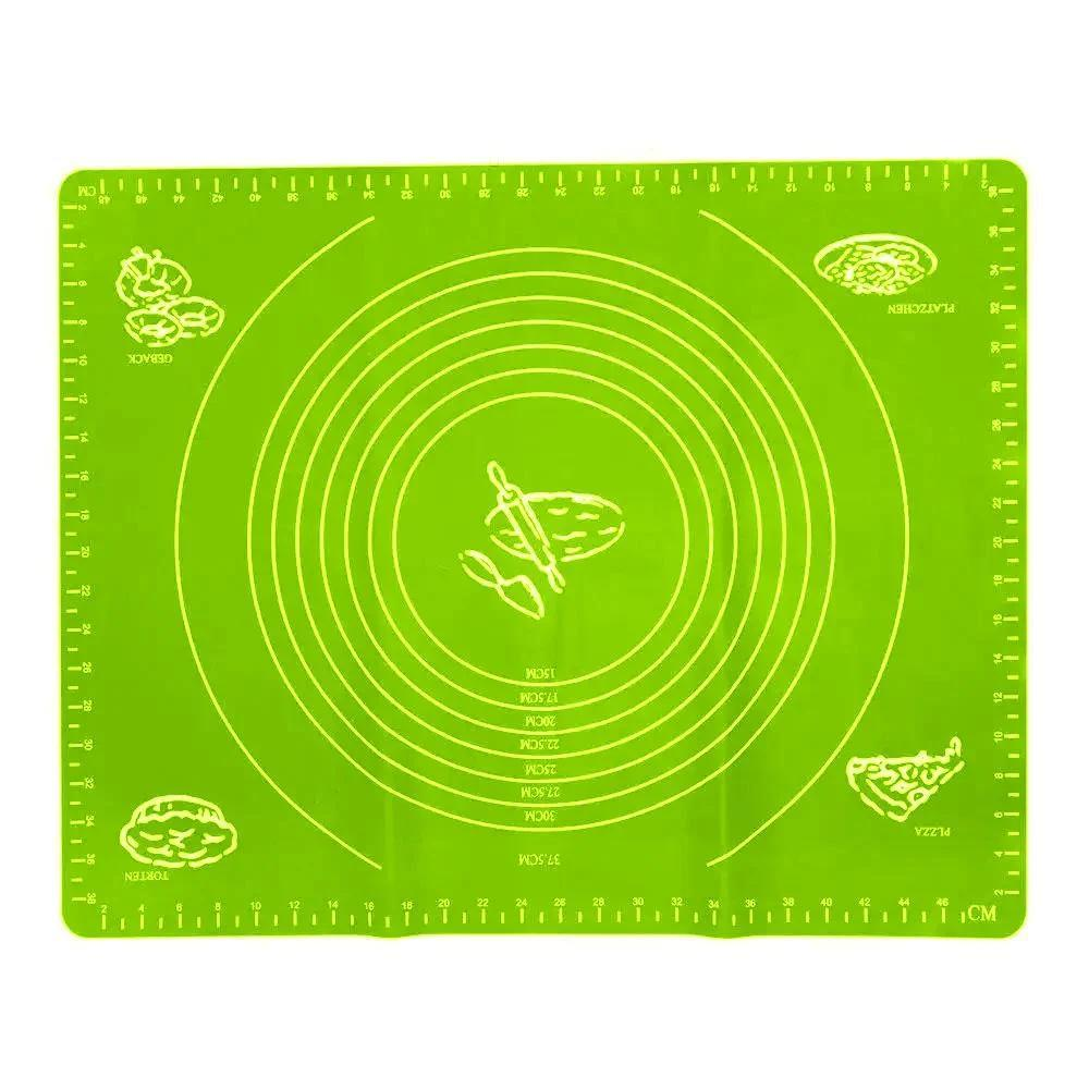 Коврик для раскатки теста и выпечки силиконовый Kamille 43х35 см Зеленый