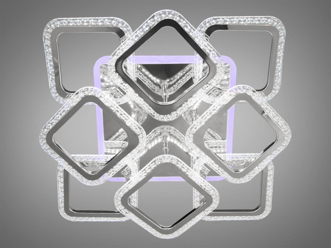 Люстра потолочная LED в спальню 90W на 12 кв. м Хром (AS8170-4+4HR-LS) Люстра потолочная LED в спальню 90W на 12 кв. м Хром (AS8170-4+4HR-LS)