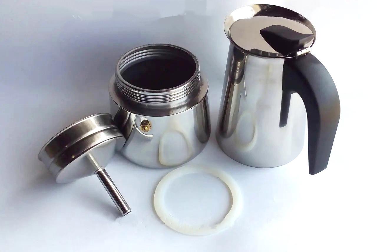 Гейзерная кофеварка Bohmann из нержавеющей стали 200 мл на 4 чашки (BH-9504) - фото 4 Гейзерная кофеварка Bohmann из нержавеющей стали 200 мл на 4 чашки (BH-9504) - фото 4