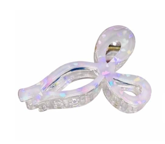 Заколка-крабик для волосся Бантик акрил з вкрапленнями 11 см Перламутровий (2932865366)