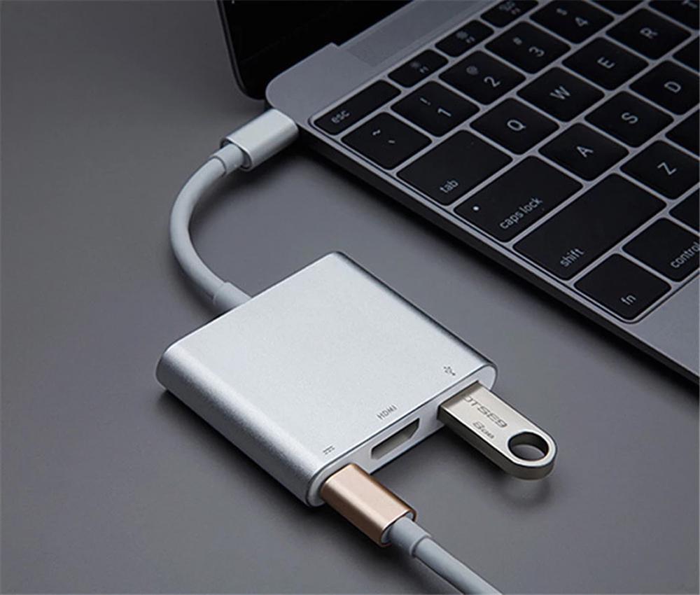 Адаптер Kotion Each USB 3.1 Type-C - HDMI/USB 3.0/USB Type-C Silver (CC-UCTHU3UCA-S) - фото 5