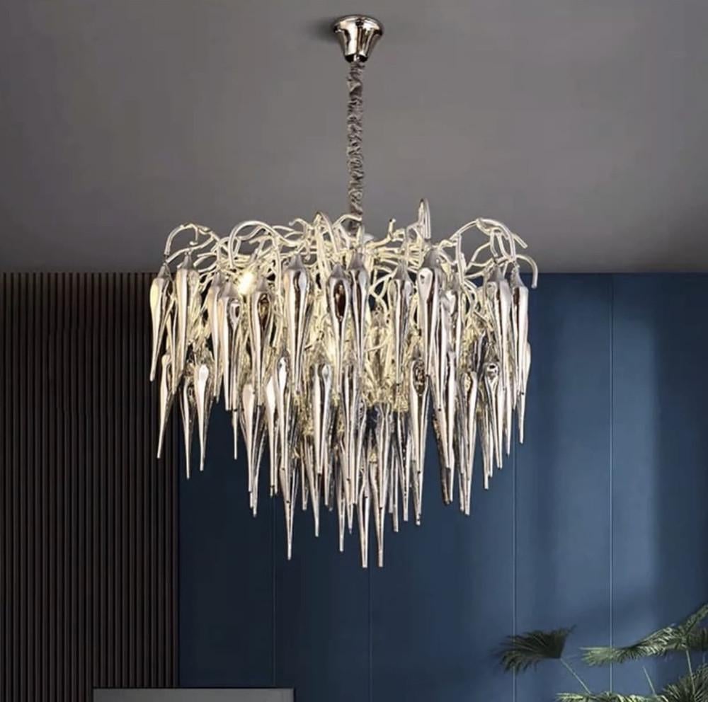 Люстра з підвісними об’ємними скляними елементами 80 см (Y 03 CH/GR) - фото 1 Люстра з підвісними об’ємними скляними елементами 80 см (Y 03 CH/GR) - фото 1