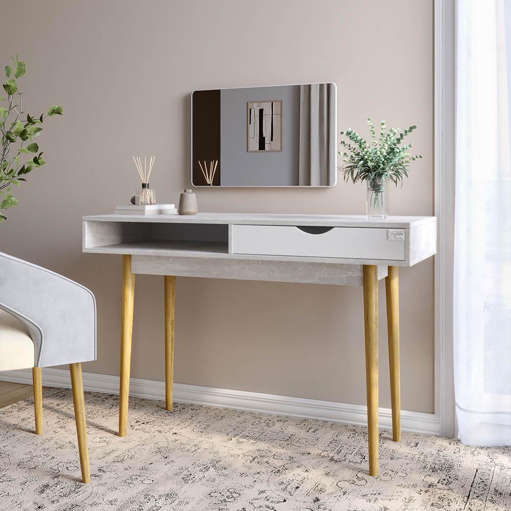 Письменный стол Lion Сканди-1 Нимфея Альба/Бетон (Lion-041188)