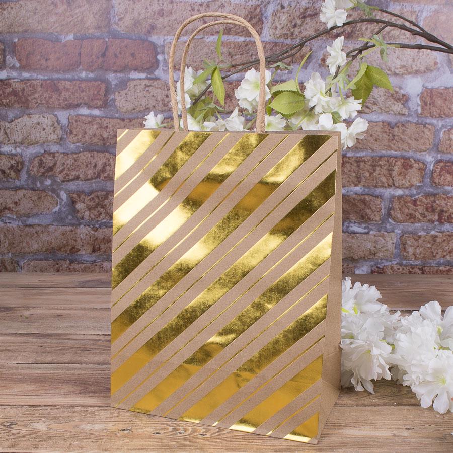 Пакет крафт Полоска 26x21 см (3231-1)