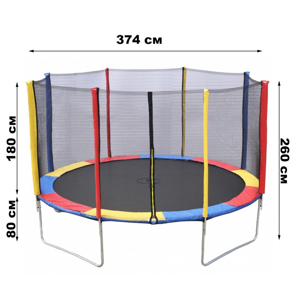 Батут Atleto 374 см з захисною сіткою та драбинкою Різнокольоровий (29-76-21000140) - фото 4
