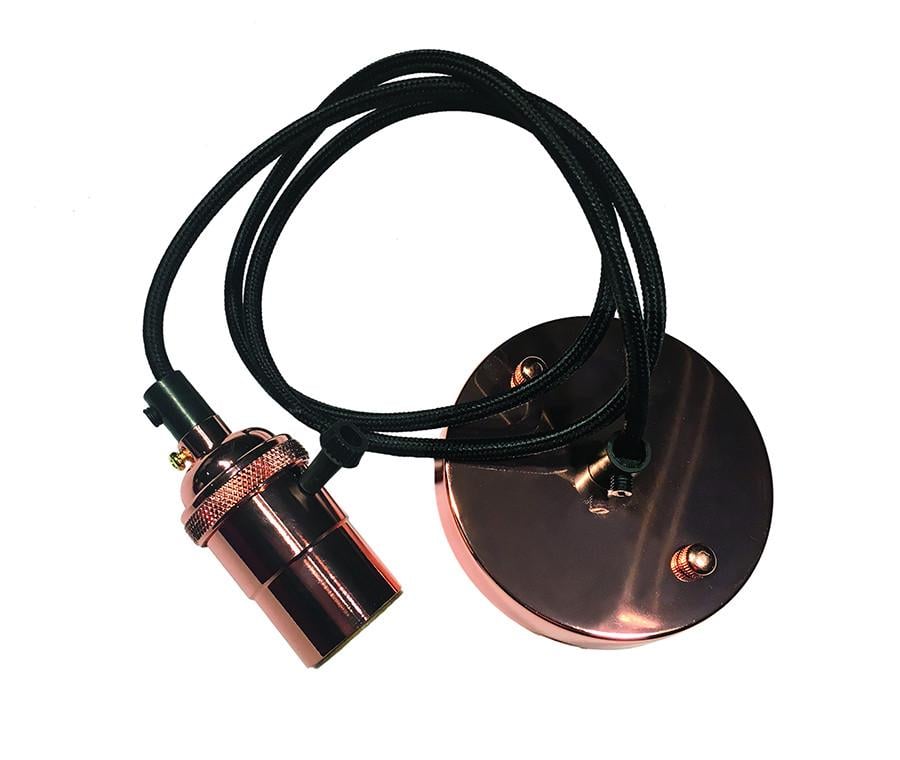 Подвесной светильник Levistella AMP19006-1 с текстильным шнуром и выключателем на патроне Розовое золото/Черный (1887928283)