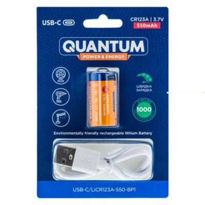 Аккумулятор Quantum USB Li-ion CR123A 16340 3,7V 550 mAh blister кабель Type-C (4010) Аккумулятор Quantum USB Li-ion CR123A 16340 3,7V 550 mAh blister кабель Type-C (4010)