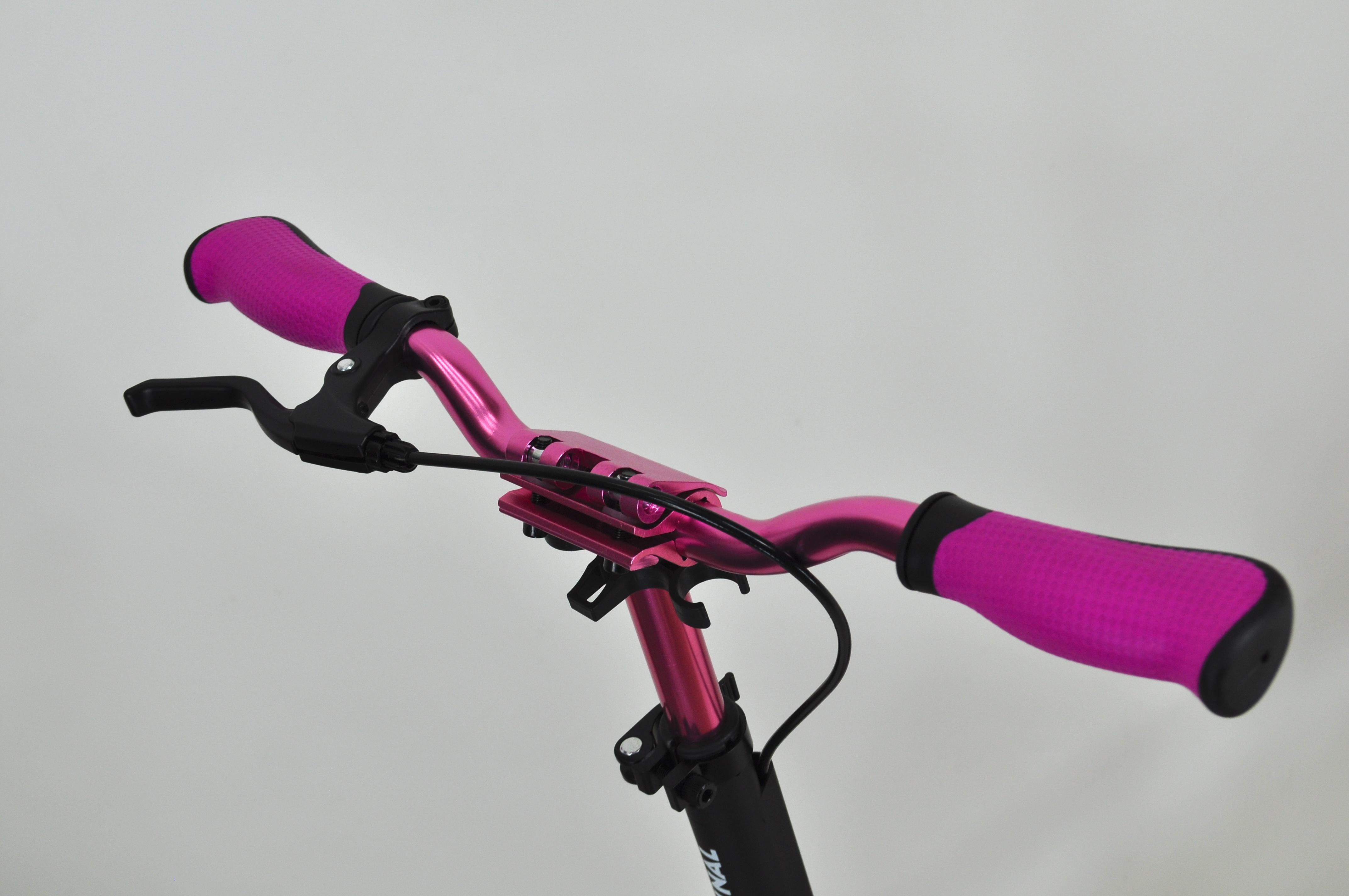 Самокат двухколесный Maraton Cardinal с дисковым тормозом и подногой Черный с розовым - фото 10