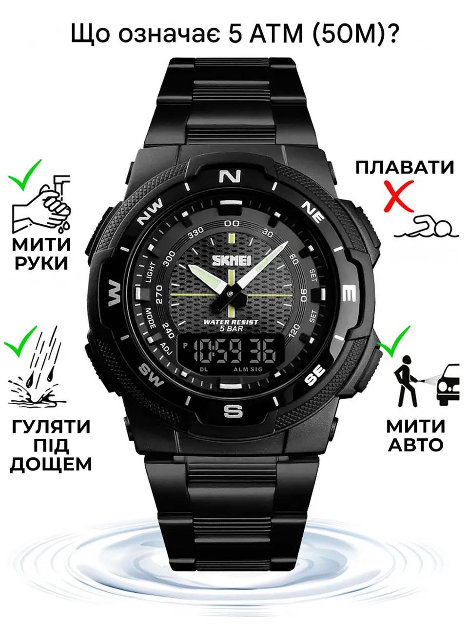 Часы наручные Skmei 1370 с металлическим ремешком классические Черный - фото 8 Часы наручные Skmei 1370 с металлическим ремешком классические Черный - фото 8