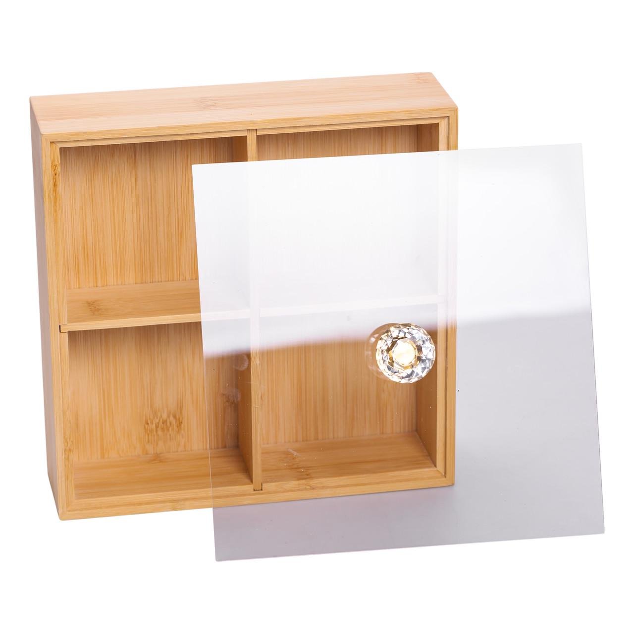 Менажниця дерев'яна на 4 секції з кришкою для закусок 22х22х8 см