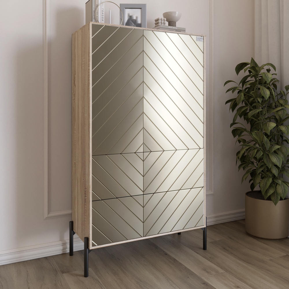 Комод-пенал Lion Амарант 84x40x150 см Дуб Сонома/Перламутровый металлик (LION-042165)