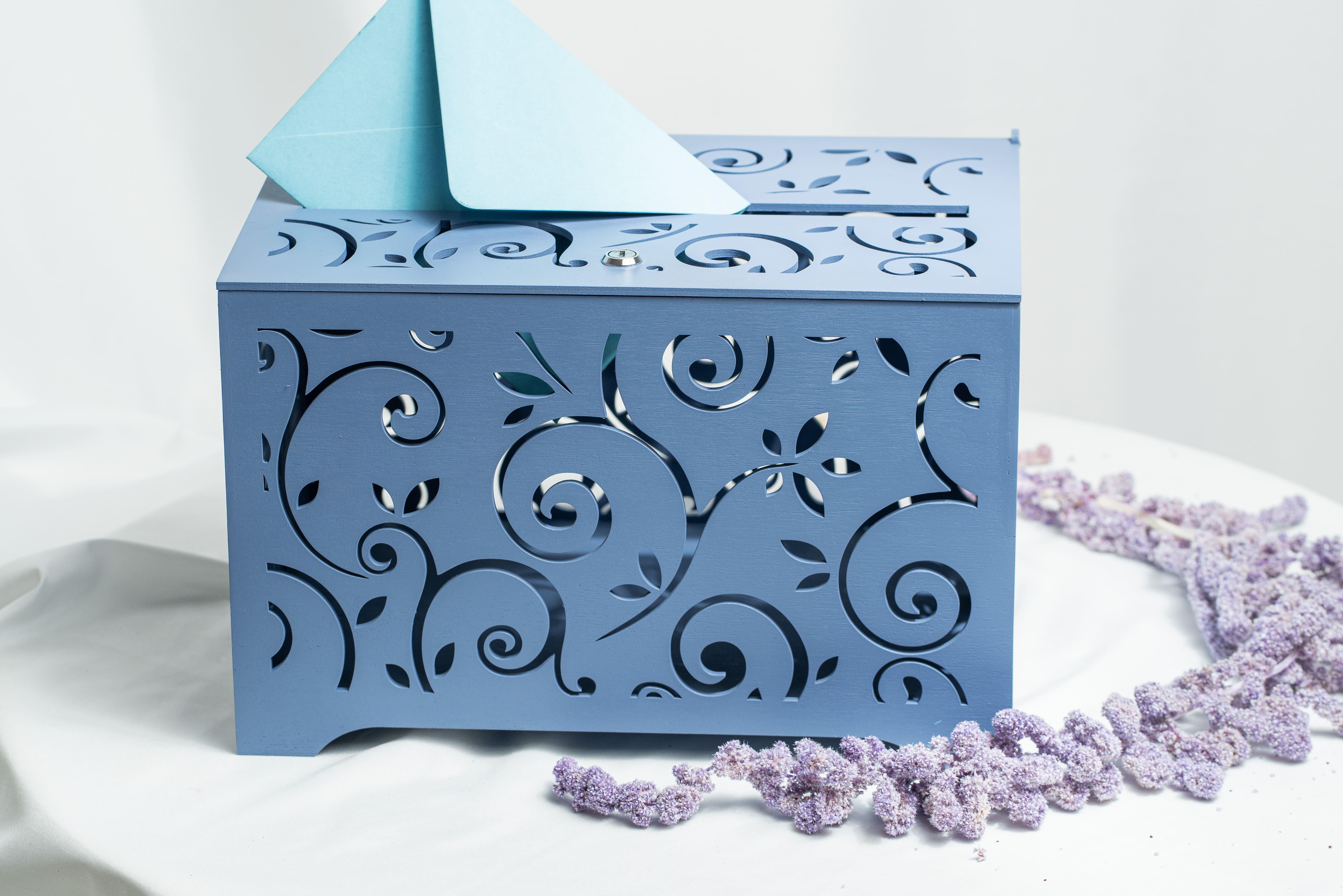 Шкатулка свадебная Elfy Завитки Голубой (23780740)