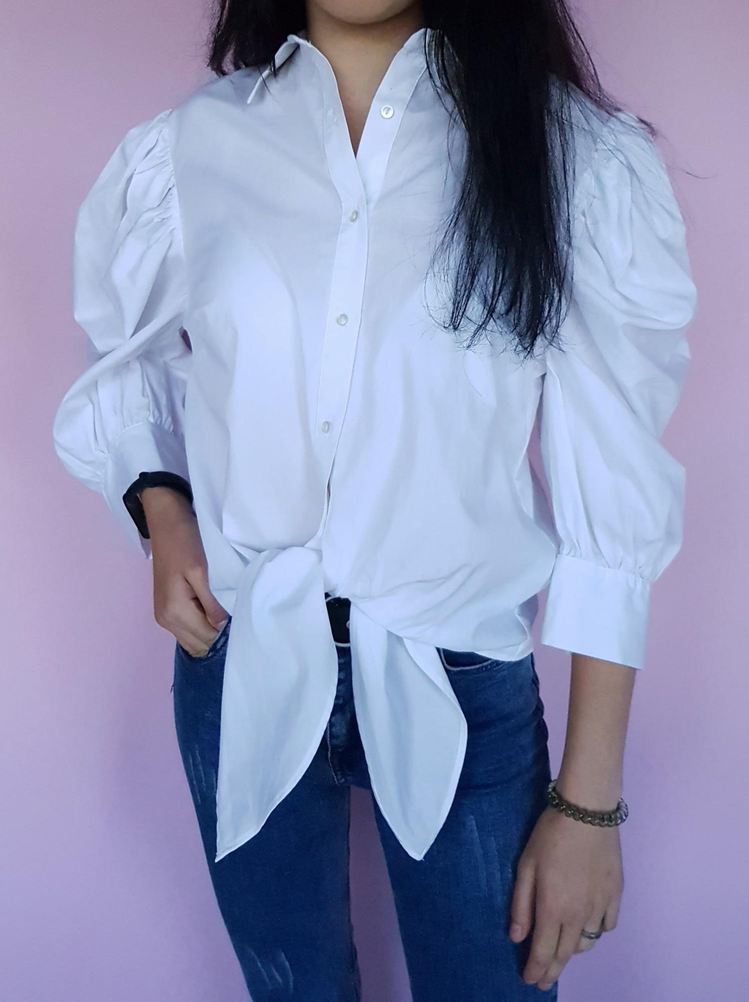 Блуза-рубашка на завязке Boohoo L Белый (10438) - фото 2 Блуза-рубашка на завязке Boohoo L Белый (10438) - фото 2